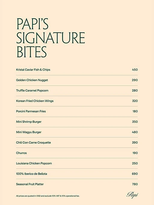 Signature menu 8
